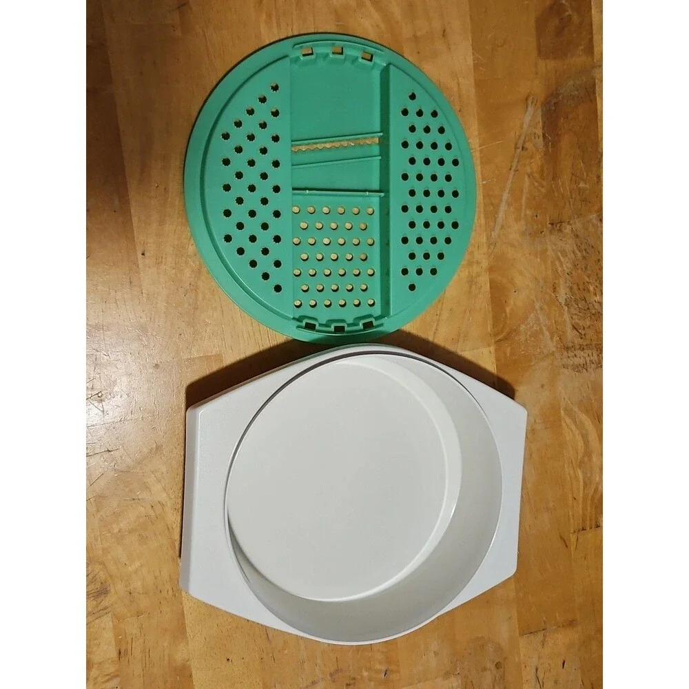 Vintage Tupperware Jadeite Green Cheese Grater W/ Almond Bowl 2 Pc Set - No Lid